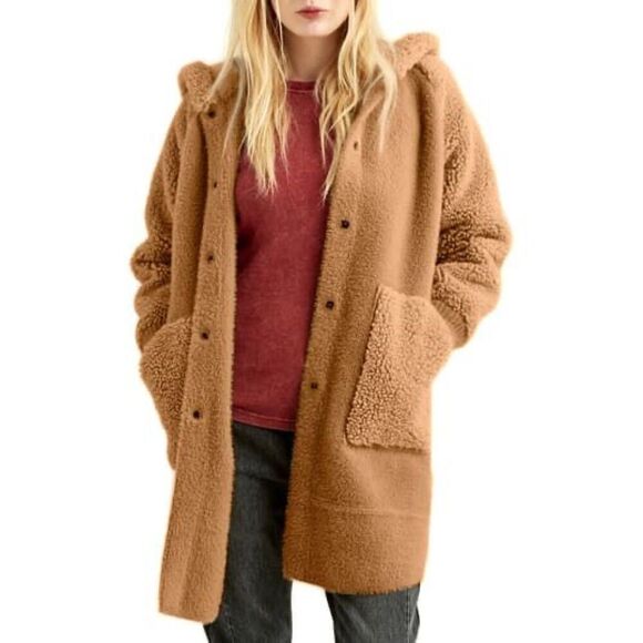 Anthropologie Boundless North Snowbound Shearling Sherpa Coat Jacket Large - Picture 9 of 9